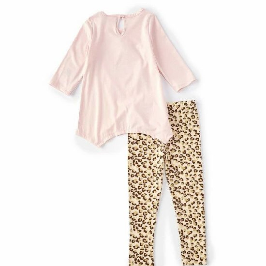 Kids * | Buy Rare Editions Little Girls 4-6X 3/4 Sleeve Giraffe Tee & Legging 2-Piece Set Pink