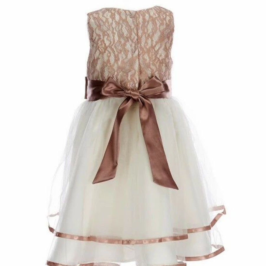 Kids * | Best Pirce Rare Editions Little Girls 2T-6X Sleeveless Lace Bodice Tiered Skirt Dress Taupe