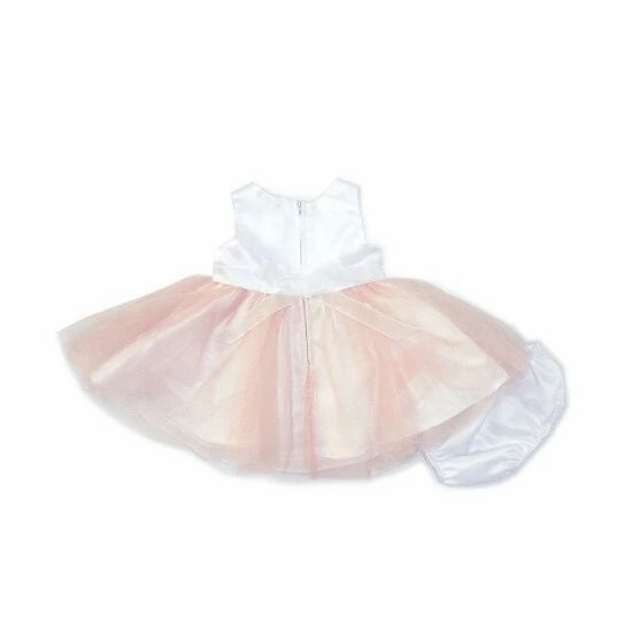 Kids * | Buy Rare Editions Baby Girls 3-24 Months Sleeveless Satin Bodice Flower Waist Glitter Mesh Skirt Fit-And-Flare Dress Blush