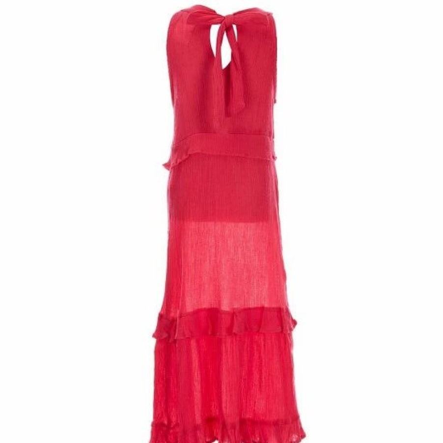 Kids * | Buy Rare Editions Big Girls 7-16 Sleeveless High-Neck Gauze Ruffle-Tiered Maxi Dress Fuchsia