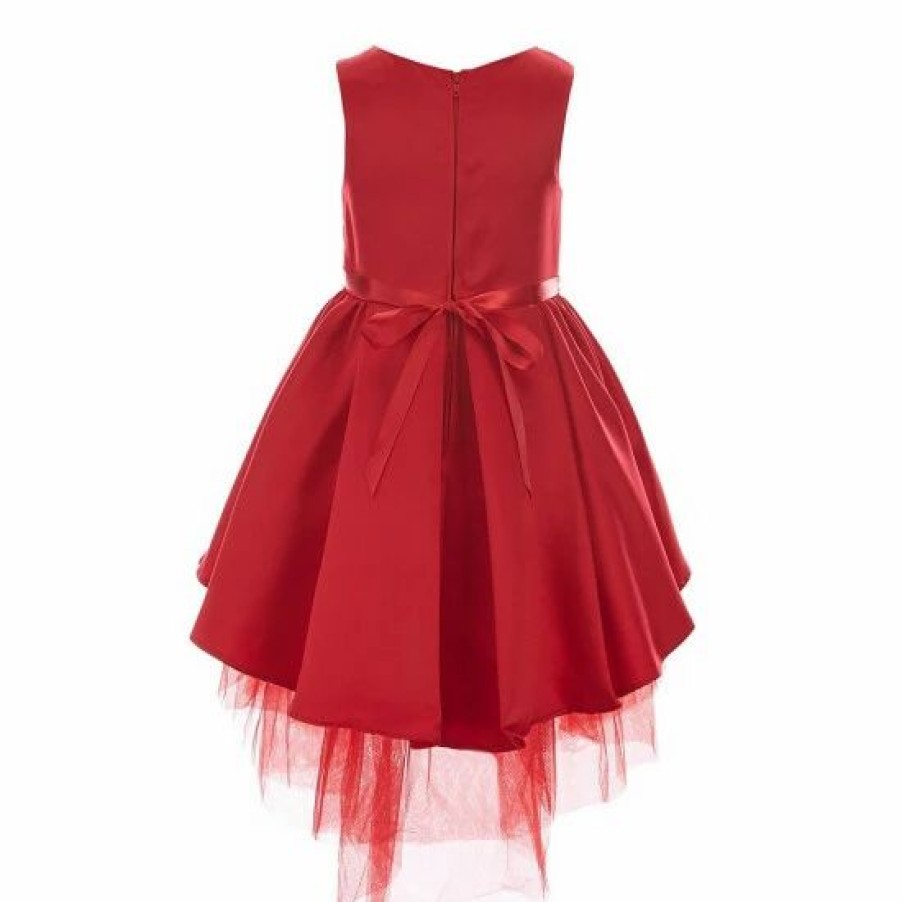 Kids * | Cheap Rare Editions Little Girls 2T-6X Satin Tie Hi-Low Hem Skirt Party Dress