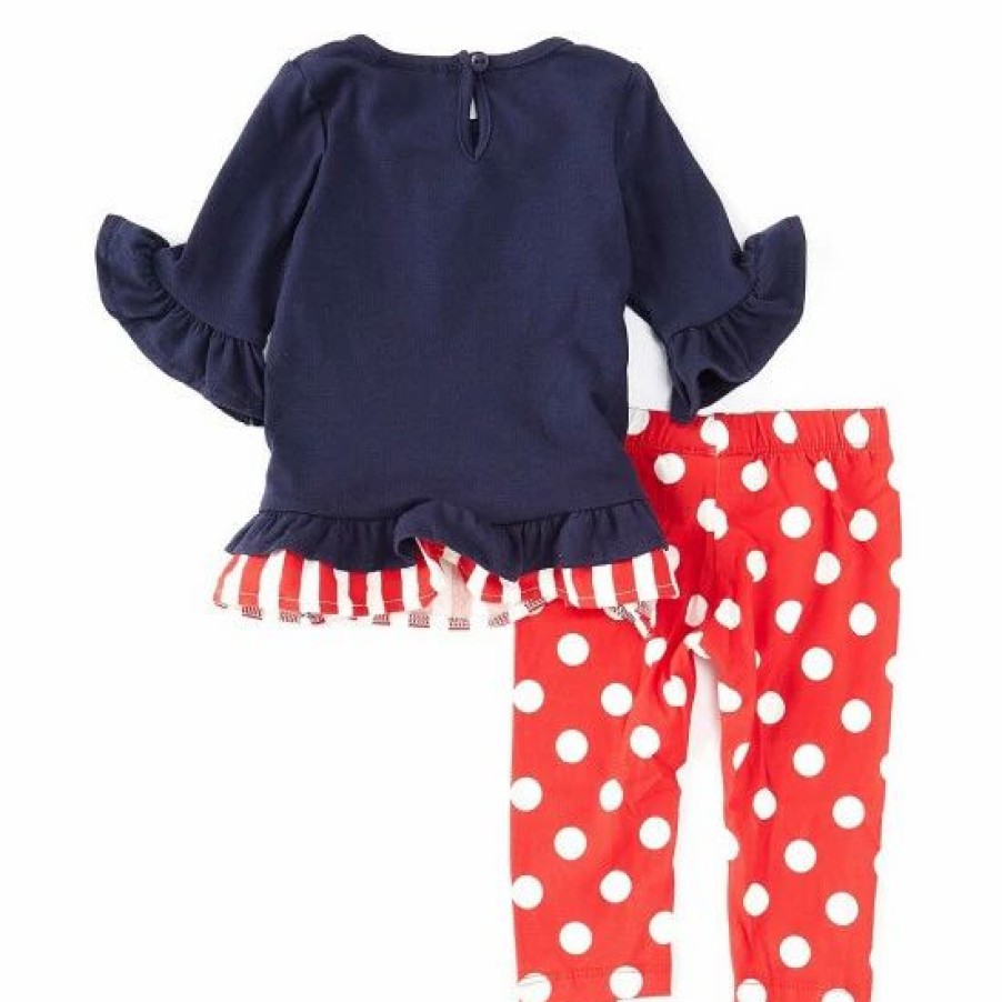 Kids * | Wholesale Rare Editions Baby Girls 3-24 Months Long-Sleeve Christmas Nutcracker-Applique Tunic Top & Dotted Leggings Set Navy