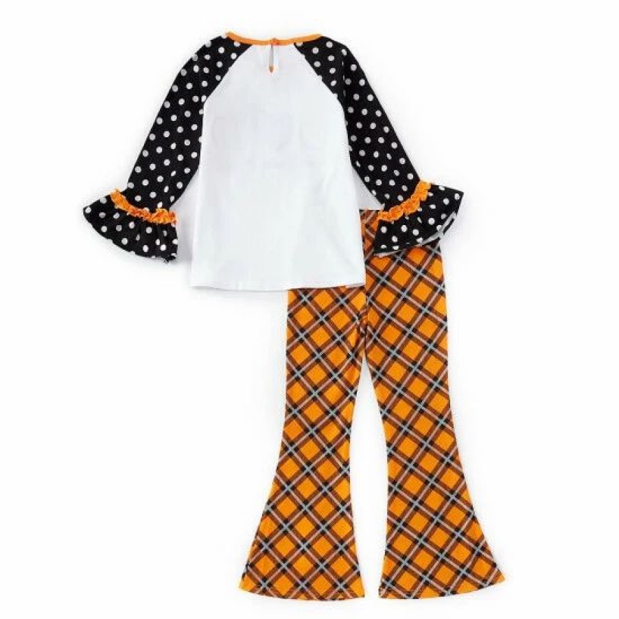 Kids * | Best Reviews Of Rare Editions Little Girls 2T-6X Raglan-Sleeve #Double;Peace Love Fall#Double; Color Block Tee & Plaid Leggings Set White