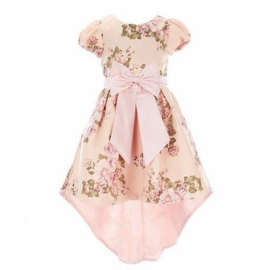 Kids * | Best Deal Rare Editions Little Girls 2T-6X Cap-Sleeve Floral-Printed Ballgown Taupe