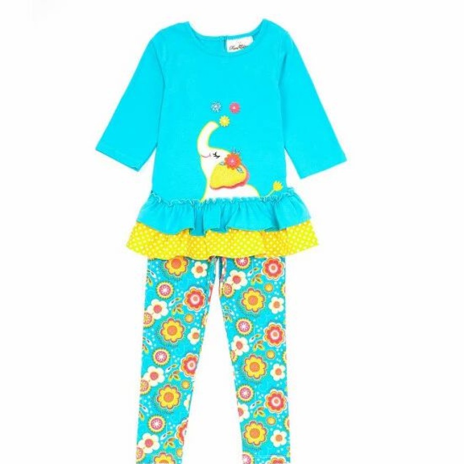 Kids * | Discount Rare Editions Little Girls 2T-6X Elephant Top And Legging Set Blue