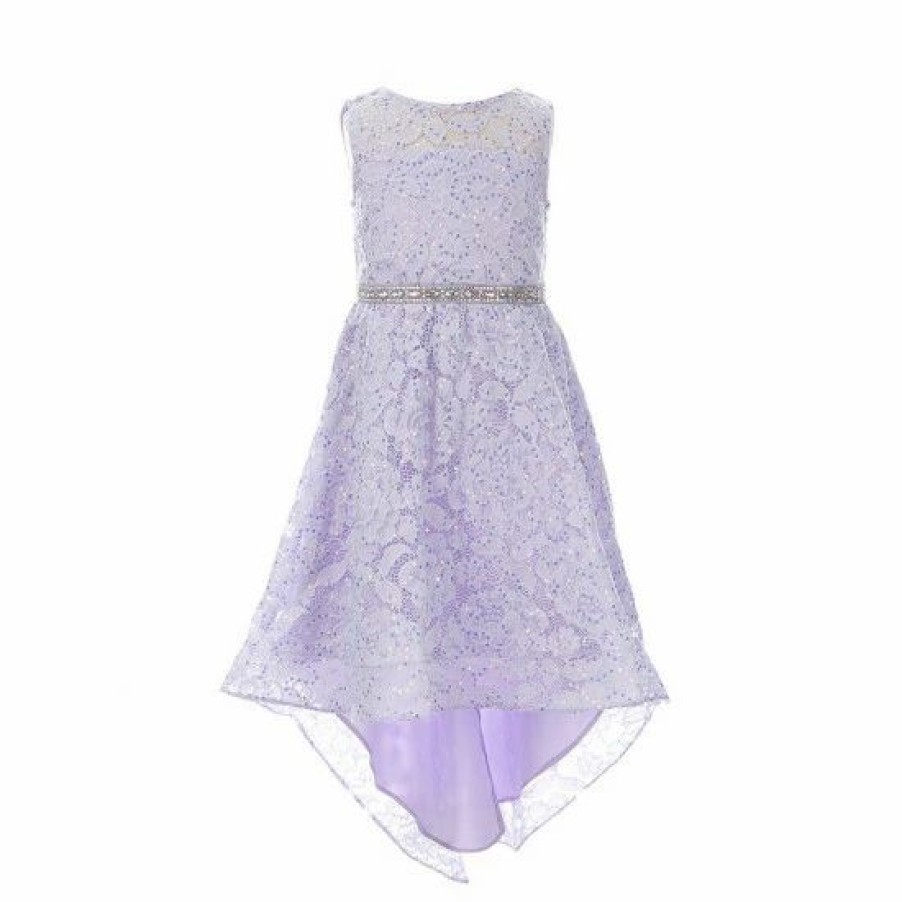 Kids * | Wholesale Rare Editions Little Girls 2T-6X Sequin Lace A-Line Hi-Low Dress Lilac