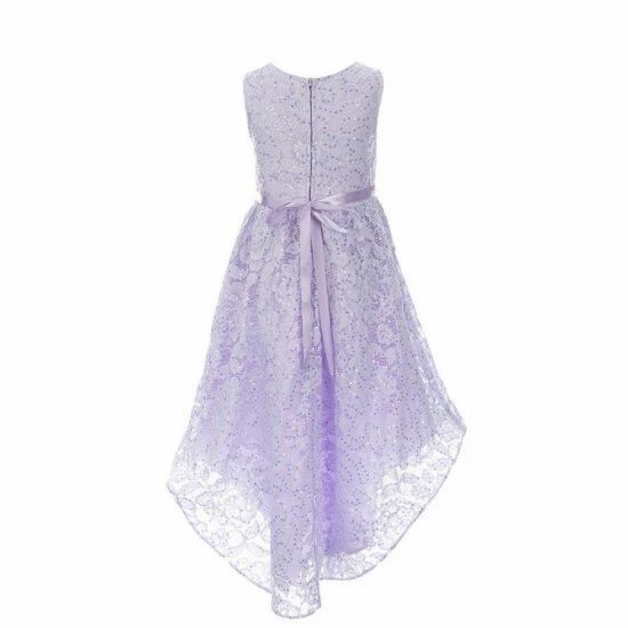 Kids * | Wholesale Rare Editions Little Girls 2T-6X Sequin Lace A-Line Hi-Low Dress Lilac