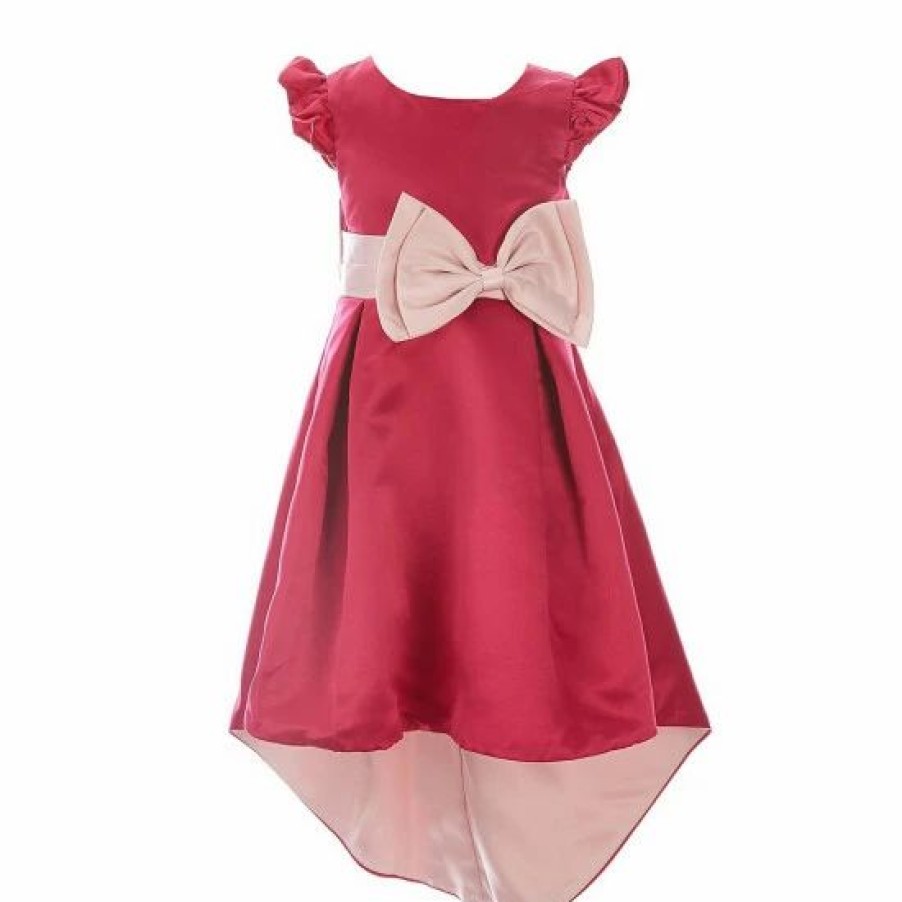 Kids * | Best Reviews Of Rare Editions Little Girls 2T-6X Flutter-Sleeve Two-Tone Ballgown Berry