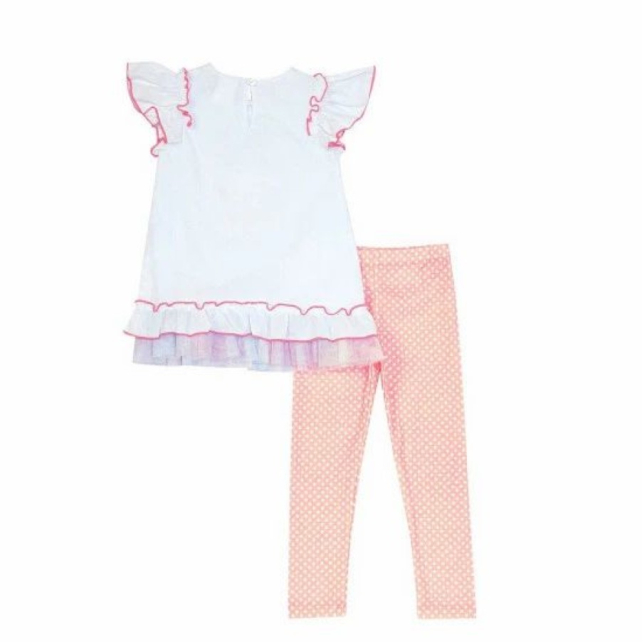 Kids * | Brand New Rare Editions Little Girls 2T-6X Birthday Applique Set White