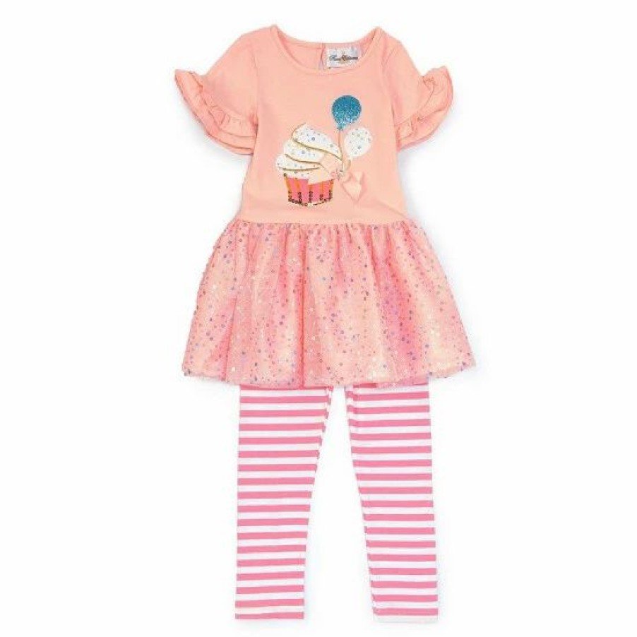 Kids * | Wholesale Rare Editions Little Girls 2-6X Cupcake Legging Set Pink