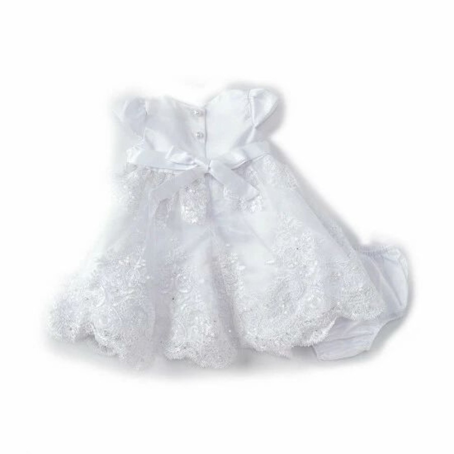 Kids * | Deals Rare Editions Baby Girls 3-24 Months Solid Satin/Embellished Embroidered Skirted Dress, Panty & Flower Headband Set White