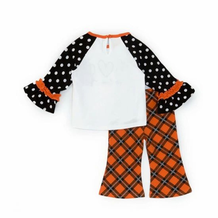 Kids * | Wholesale Rare Editions Baby Girls 3-24 Months Peace Love Fall Knit Top & Printed Plaid Leggings Set White