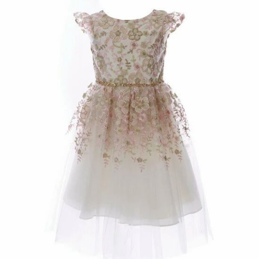 Kids * | Cheapest Rare Editions Little Girls 2T-6X Floral Embroidered Fit-And-Flare Dress Ivory